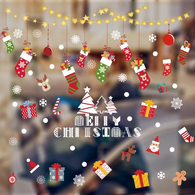 Christmas decorations store window stickers by My Store featuring festive seasonal designs