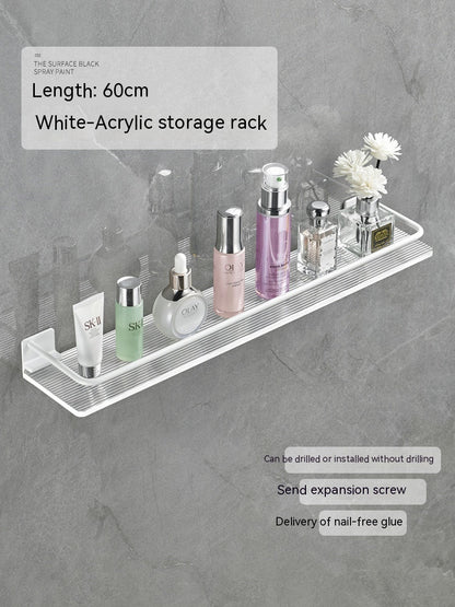 Acrylic bathroom storage rack for organizing towels, clear wall-mounted design