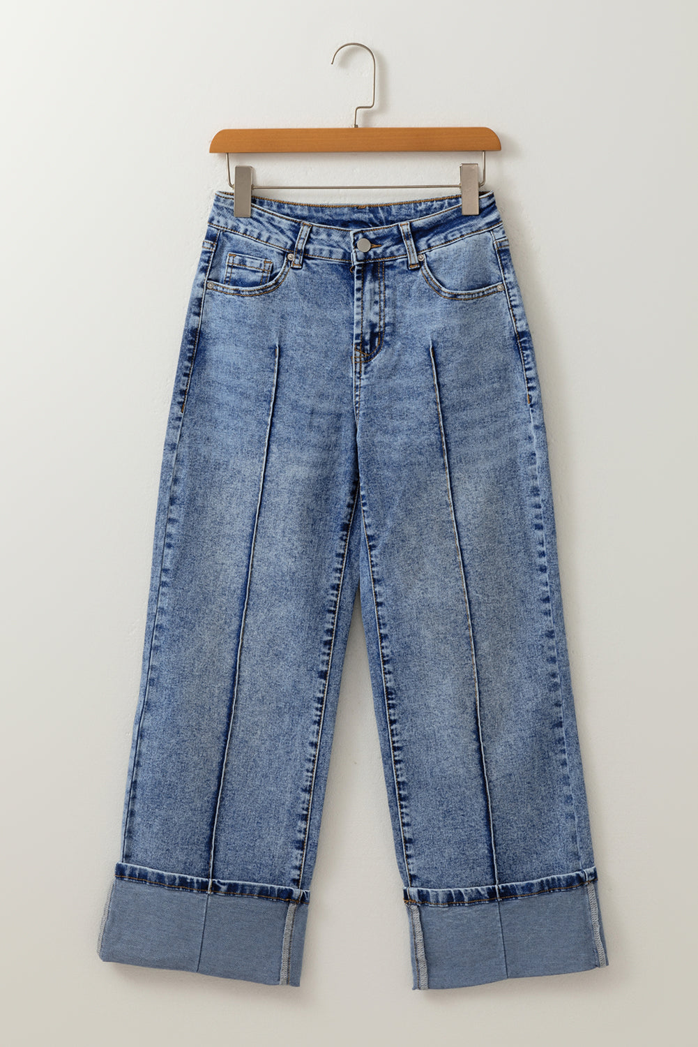 Pair of Threaded Pear Aria Straight High Waist Jeans showing a classic fit with a high waist and straight leg silhouette.