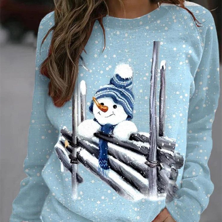 Women's Christmas style long sleeve round neck sweater in festive knit design