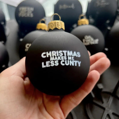 Funny Christmas ornament black decoration hanging on a tree