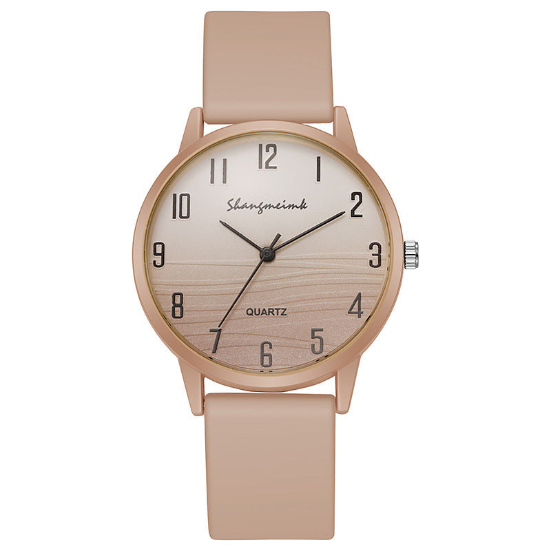 Casual simple jelly color women's watch with colorful translucent band and round dial