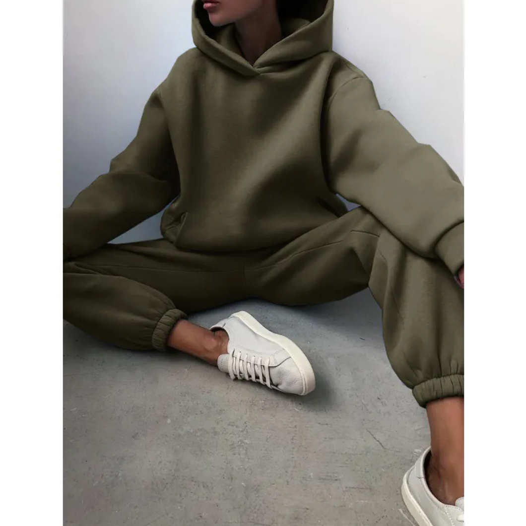 Women's hooded tracksuit by BACKUPMYFILESNOW®, featuring a comfortable hoodie and matching pants in a casual athletic style.