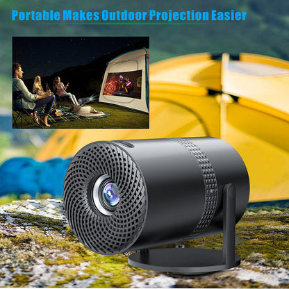 P300 portable mobile phone projector in compact black design with lens and control buttons