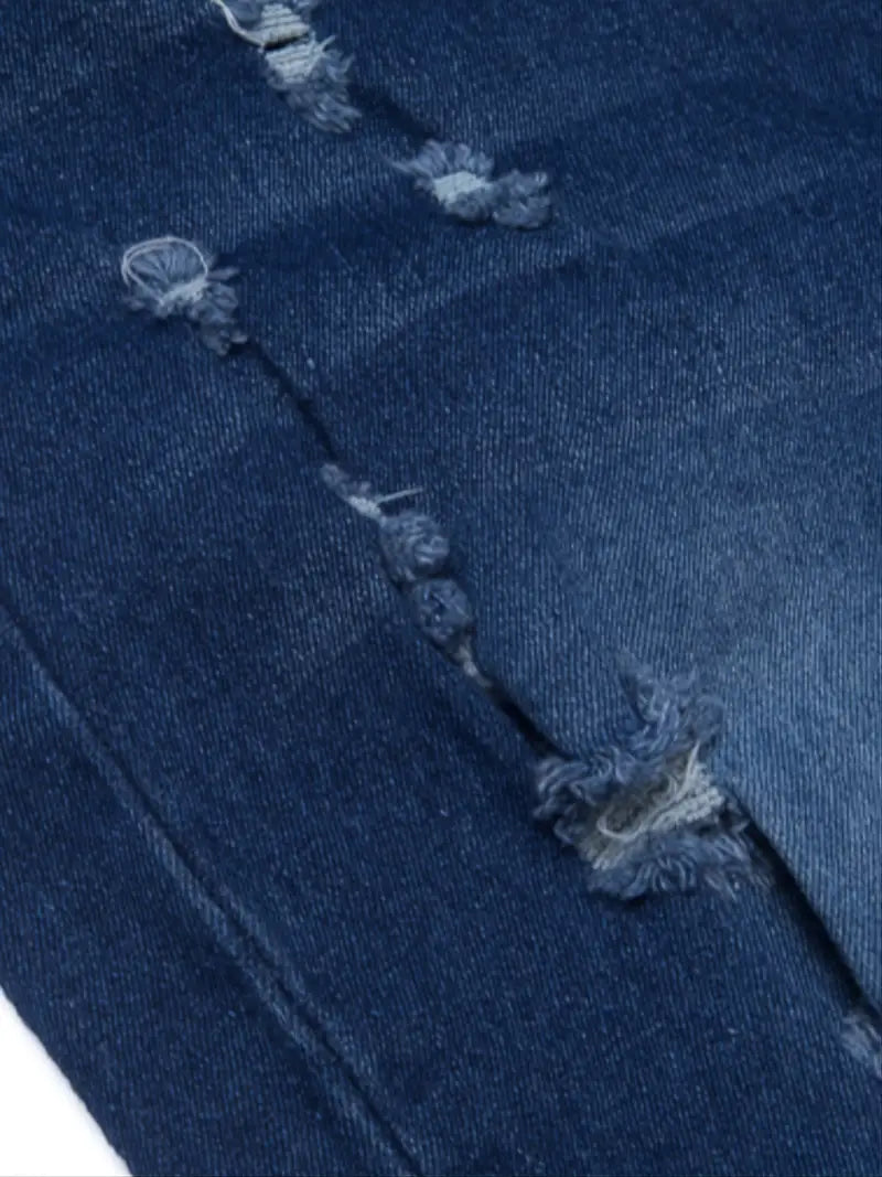 Women's Ripped Washed Blue Skinny Denim Trousers