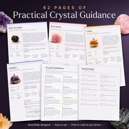 Ebook cover of The Conscious Crystal Handbook by Conscious Items, featuring a colorful crystal illustration on a white background.