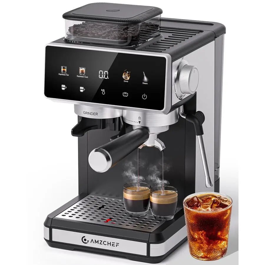 20 Bar Espresso Machine with Grinder 3 Temp Coffee Machine with 20 Grinding Settings, Hot Cold Brew Espresso Maker with Milk Fro - BACKUPMYFILESNOW