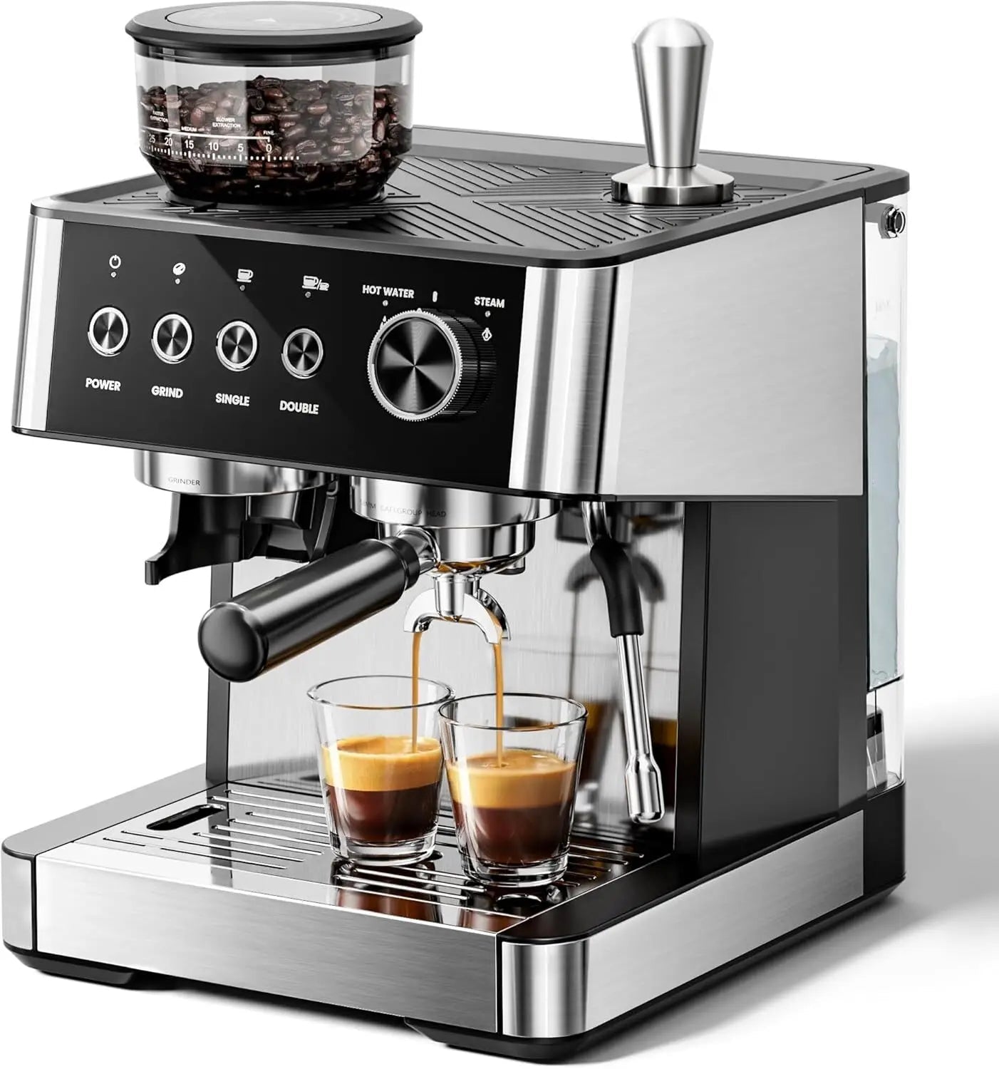 20 Bar Espresso Machines with Grinder with Steam Milk Frother Steam Wand - BACKUPMYFILESNOW