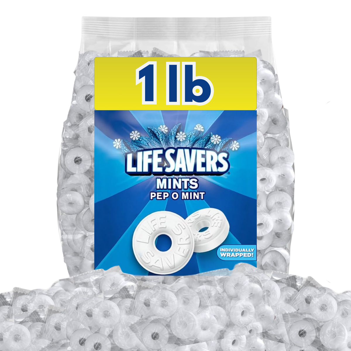 Life Savers Mints Pep O Mint candy in bulk value bag, featuring round mint candies with peppermint flavor from Candy In Bulk.