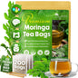 Moringa Leaf Tea Bags, 100% Natural & Pure from Moringa Leaves. Loose Leaf Moringa Herbal Tea. Moringa Leaf Tea. No Sugar, No Caffeine, No Gluten, Vegan