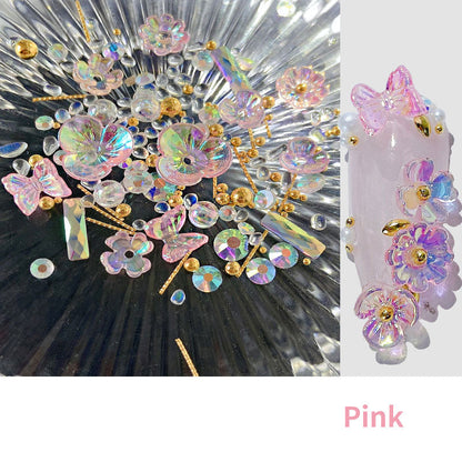 Flower butterfly nail design close-up with floral and butterfly details My Store cape necklace