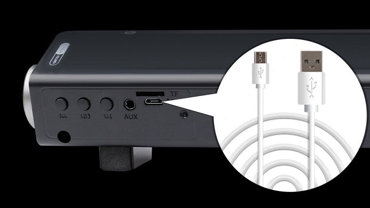 Sound Blaster soundbar computer audio speaker, black bar-style design viewed from the front