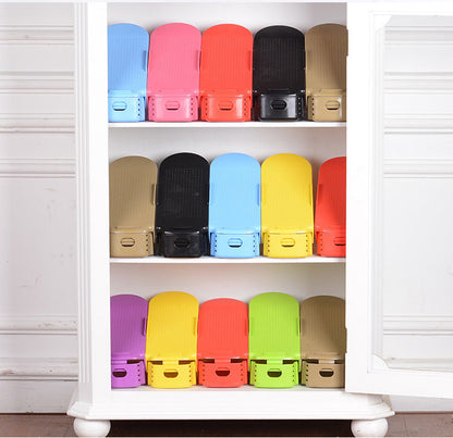 Adjustable double stand shoe support lock for closet and cabinet storage rack