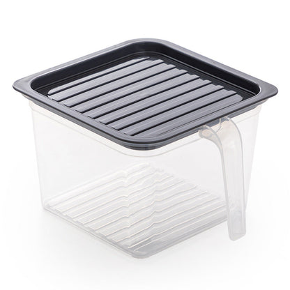 Household refrigerator crisper drawer viewed from above