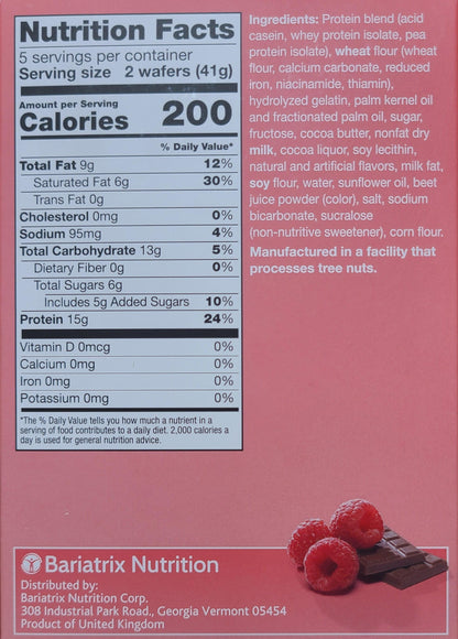 AmBari Nutrition Proti Wafer Squares protein bars showing layered chocolate and wafer textures in a close-up image.