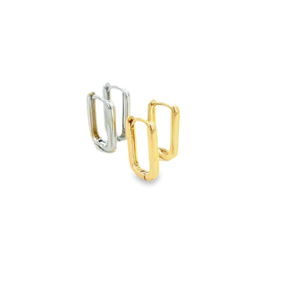 MIA Jewelry rectangle hoop earrings with sleek geometric design, gold-tone metal, and polished finish for modern style.