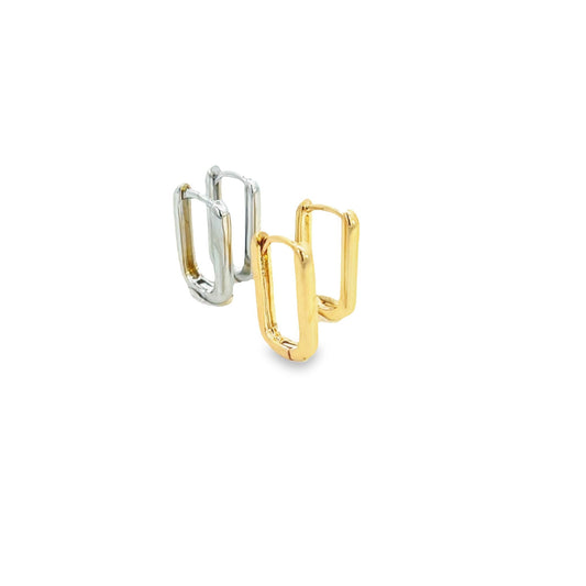 MIA Jewelry rectangle hoop earrings with sleek geometric design, gold-tone metal, and polished finish for modern style.