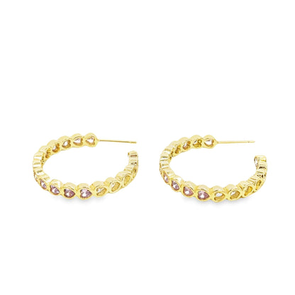 MIA Jewelry Part Colored CZ Heart Hoop Earrings showcasing silver hoops with colorful cubic zirconia heart accents