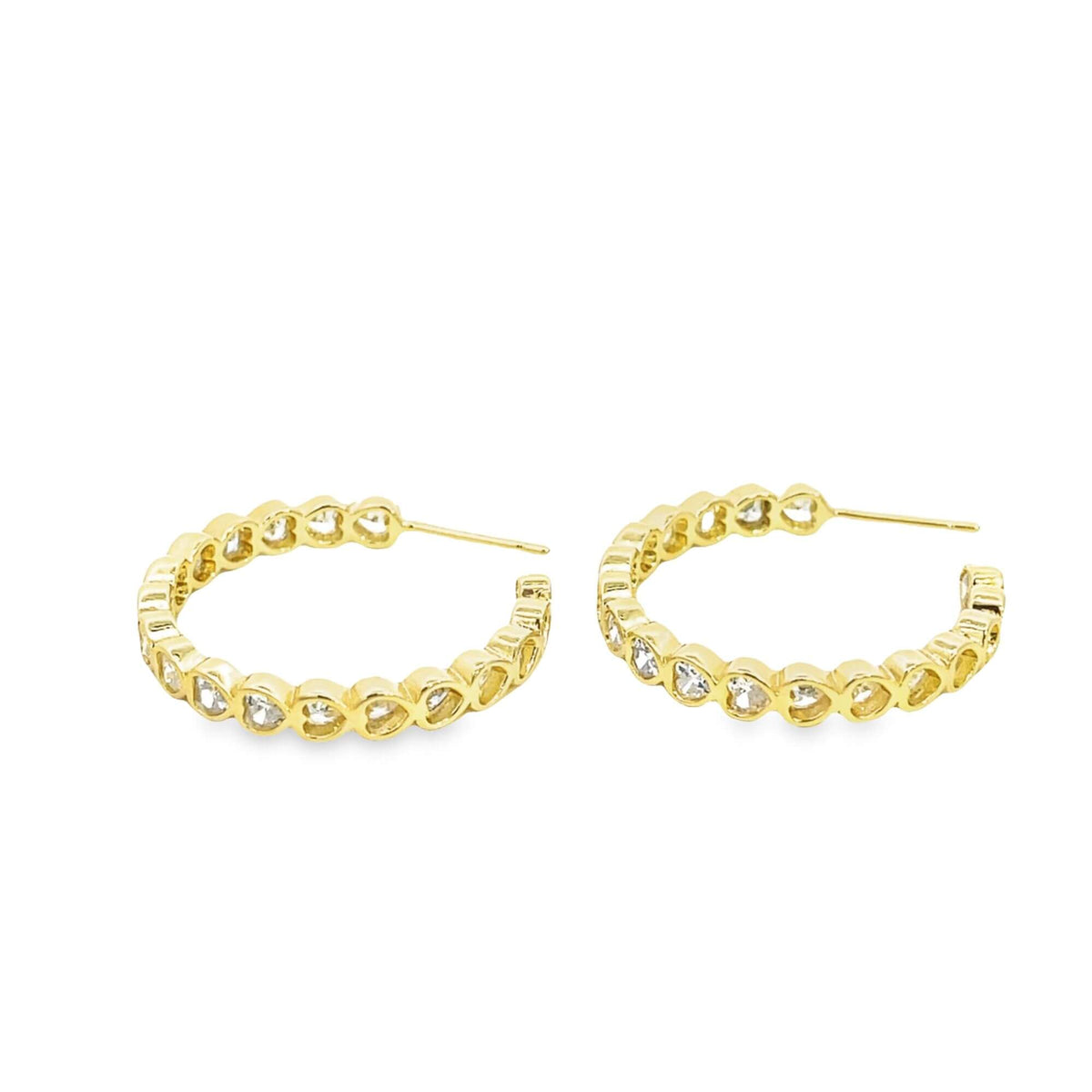 MIA Jewelry Part Colored CZ Heart Hoop Earrings featuring sparkling cubic zirconia hearts and gold-tone hoops.