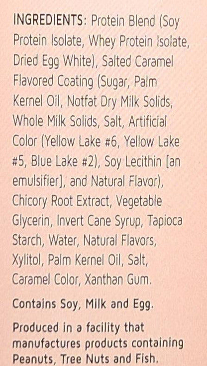 AmBari Nutrition Divine Caramel Sea Salt Bar showing a chocolate-coated protein bar with caramel and sea salt topping.