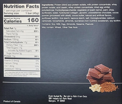 AmBari Nutrition Chocolate Crisp Bar, a nutritious snack bar with crispy chocolate texture, shown in the image.