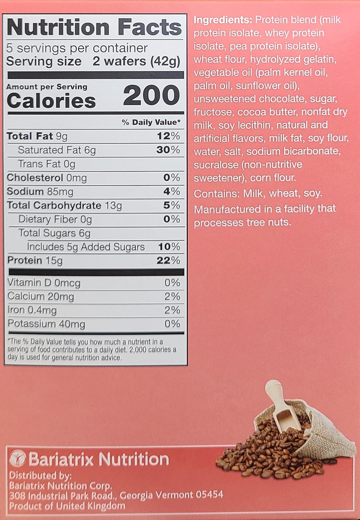 AmBari Nutrition Proti Wafer Squares bars with chocolate and vanilla layers, showing textured wafer and packaging.
