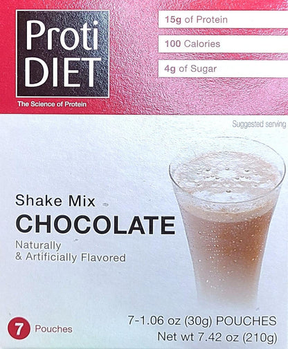 AmBari Nutrition Protidiet Chocolate Shake in a glass, showcasing a creamy chocolate beverage with a straw.