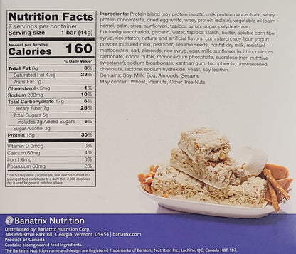 AmBari Nutrition Salted Toffee Pretzel Bar, a protein bar with salted toffee and pretzel pieces, displayed on a neutral background.