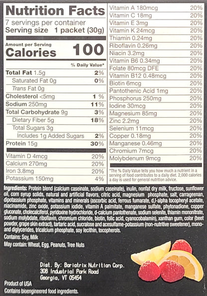 Lemon Raspberry Shake by AmBari Nutrition, a nutritious protein shake featuring fresh lemon and raspberry flavors in a glass.