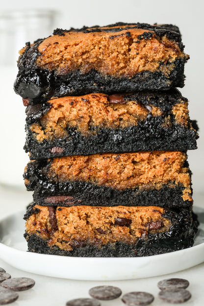 Sweet Addison's Brookies, freshly baked chocolate and cookie brownie bites displayed on a plate.