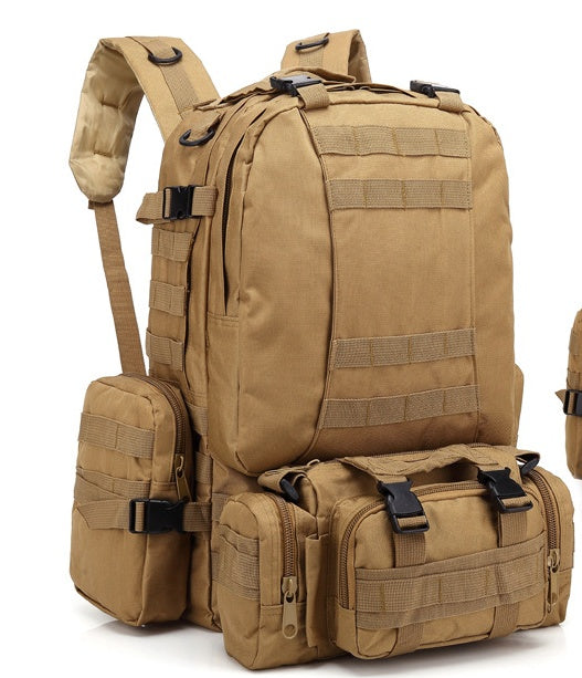 Men's army camouflage travel backpack in Oxford cloth with double shoulder straps and large mountaineering design