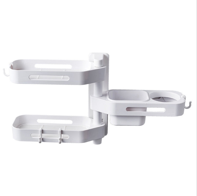 Rotating wall-mounted plastic storage box for kitchen, bathroom, or toilet debris, punch-free design