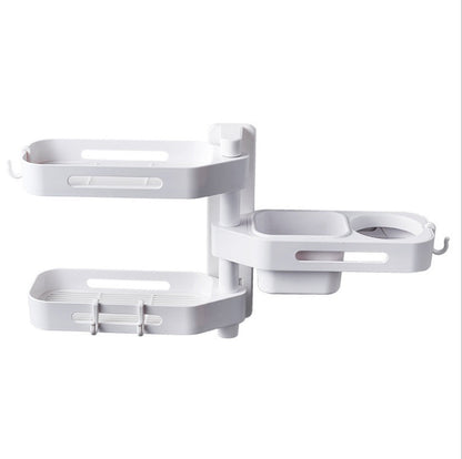 Rotating wall-mounted plastic storage box for kitchen, bathroom, or toilet debris, punch-free design