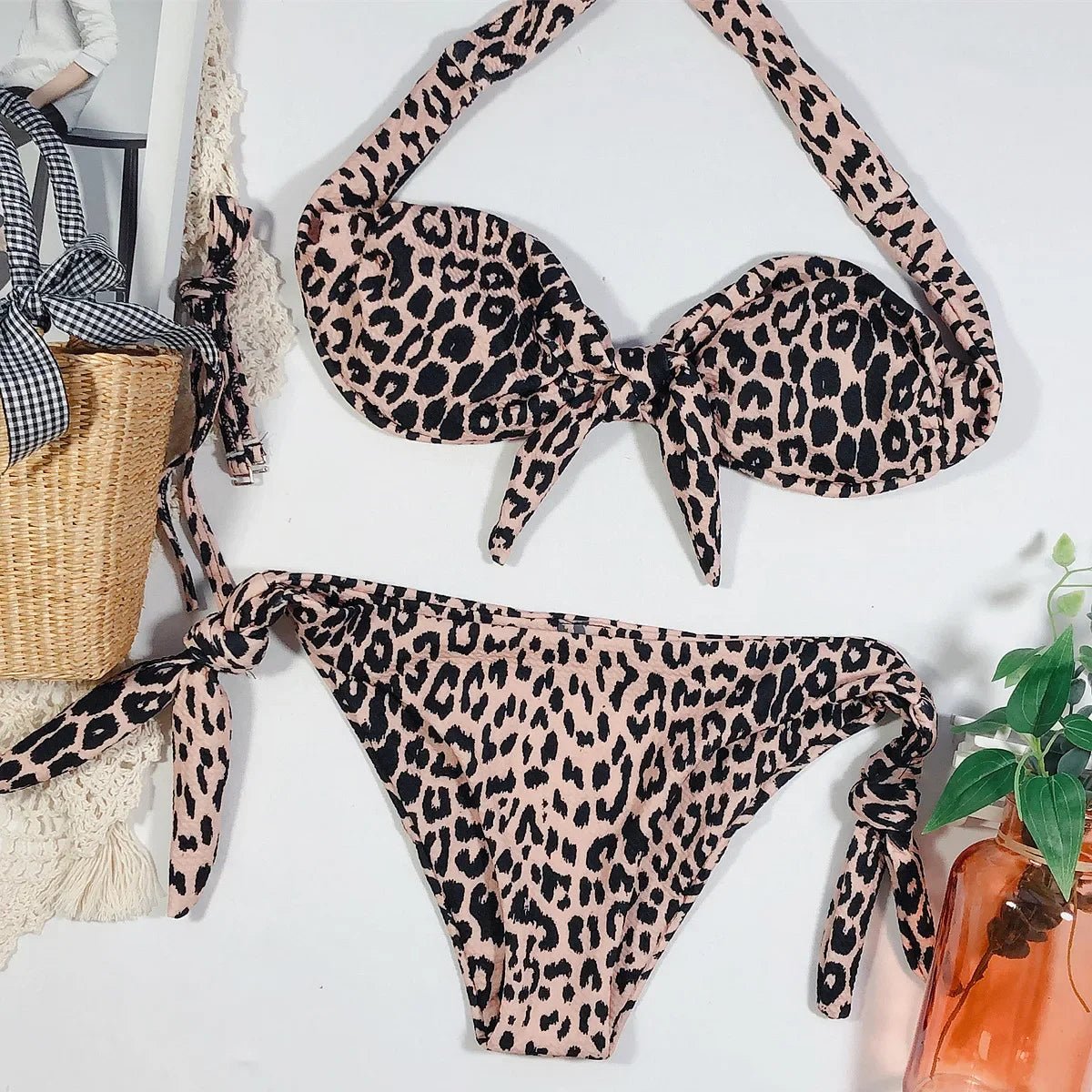 2026 Sexy Bikini Bandeau Women Dot Leopard Bowknot Swimwear Swimsuit Female Beach Bikinis Set Bathing Suit Trajes De Bano Mujer - BACKUPMYFILESNOW.COM®