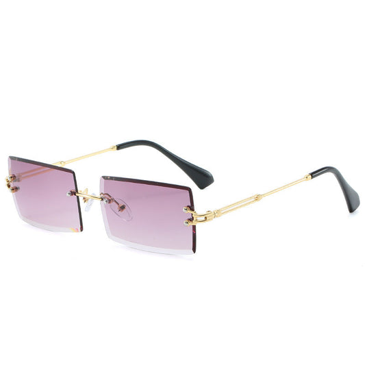 Rimless cut-edge square sunglasses in a modern fashion style