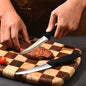 Dura Living 4-piece steak knife set with high carbon stainless steel serrated blades and ergonomic handles for dining.