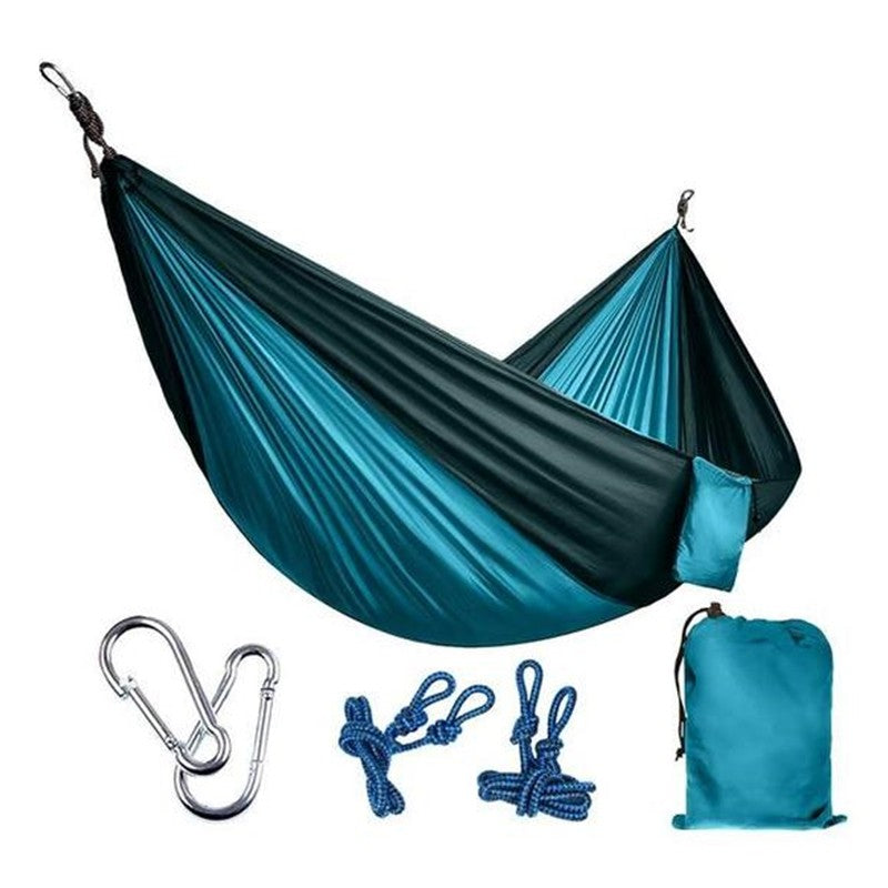 Portable nylon parachute backpacking double hammock for outdoor use