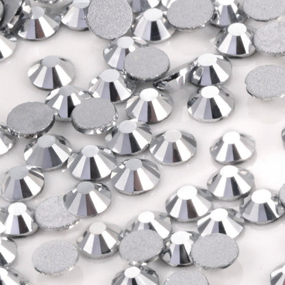 Glass flat nail drill with rhinestone detailing, close-up product view