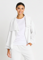 French Terry Cropped Asymmetrical Jacket - White