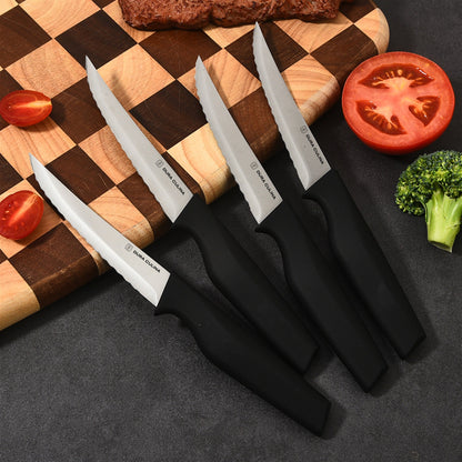 Dura Living 8-piece steak knife set with high carbon stainless steel serrated blades and ergonomic handles, 4.5-inch kitchen knives