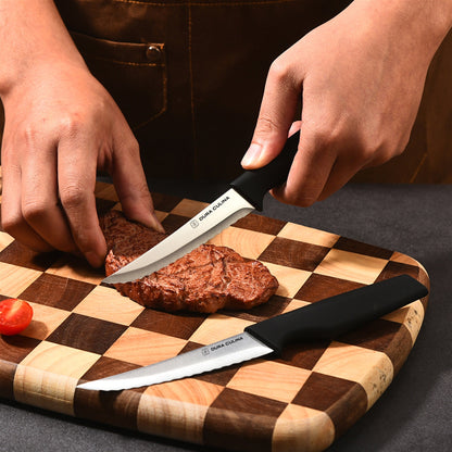 Dura Living 8-piece steak knife set with high carbon stainless steel serrated blades and ergonomic handles, 4.5-inch kitchen knives