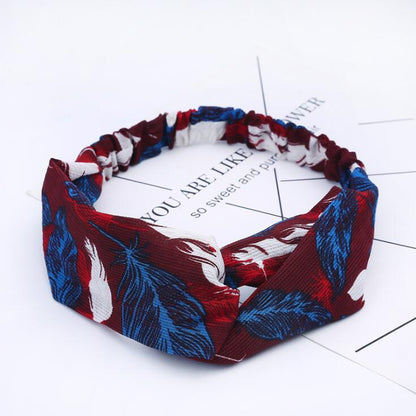 Women's retro style printed headband with colorful pattern in a comfortable fabric design