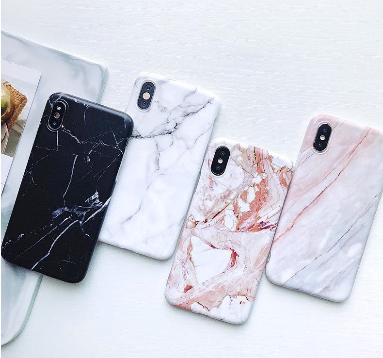 Marble silicone phone case compatible with Apple iPhone 7, 8 Plus, X, XR, XS, 6, and 6S