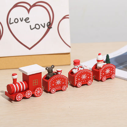 Wooden Christmas train decoration with festive holiday design