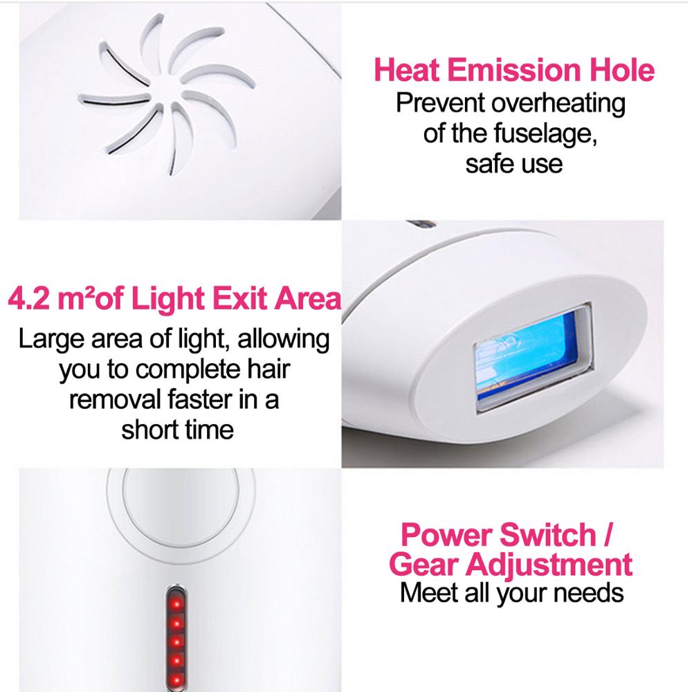 Home laser hair removal instrument with compact white handheld device and digital display