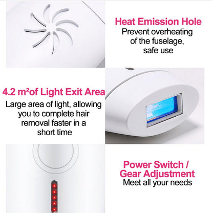 Home laser hair removal instrument with compact white handheld device and digital display