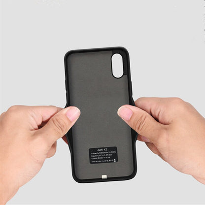 Back clip battery power bank compatible with Apple iPhone mobile phones, compact black design