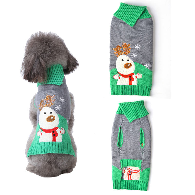 Small pet dog Christmas clothes with festive red pompom design by My Store