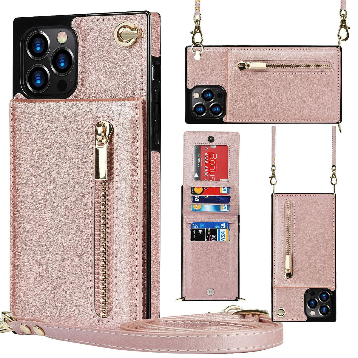 Zipper phone case crossbody bag with adjustable strap and zip closure
