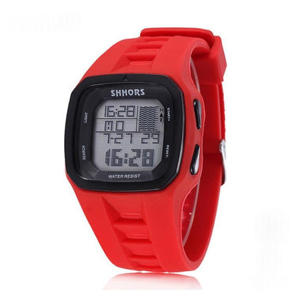 Multifunctional LED digital electronic watch with clear digital display in black case